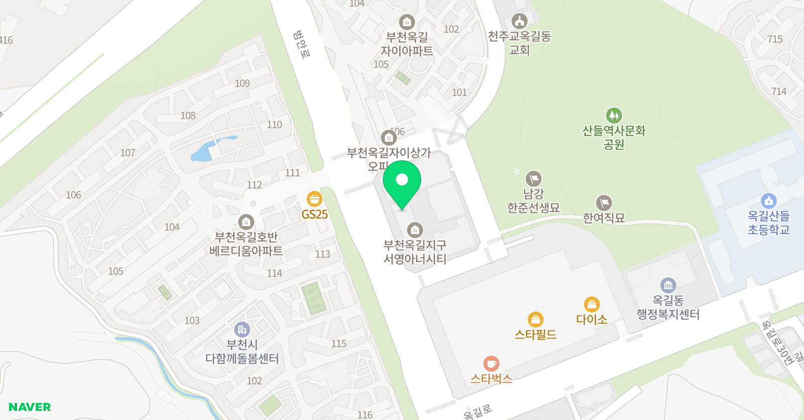 옥길 탑 수학학원 위치