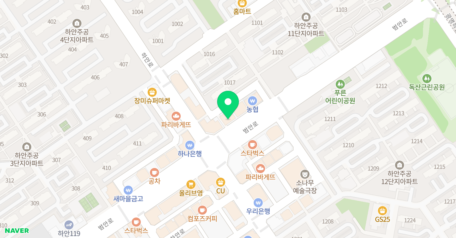 해냄지혜의숲 학원 1관 위치