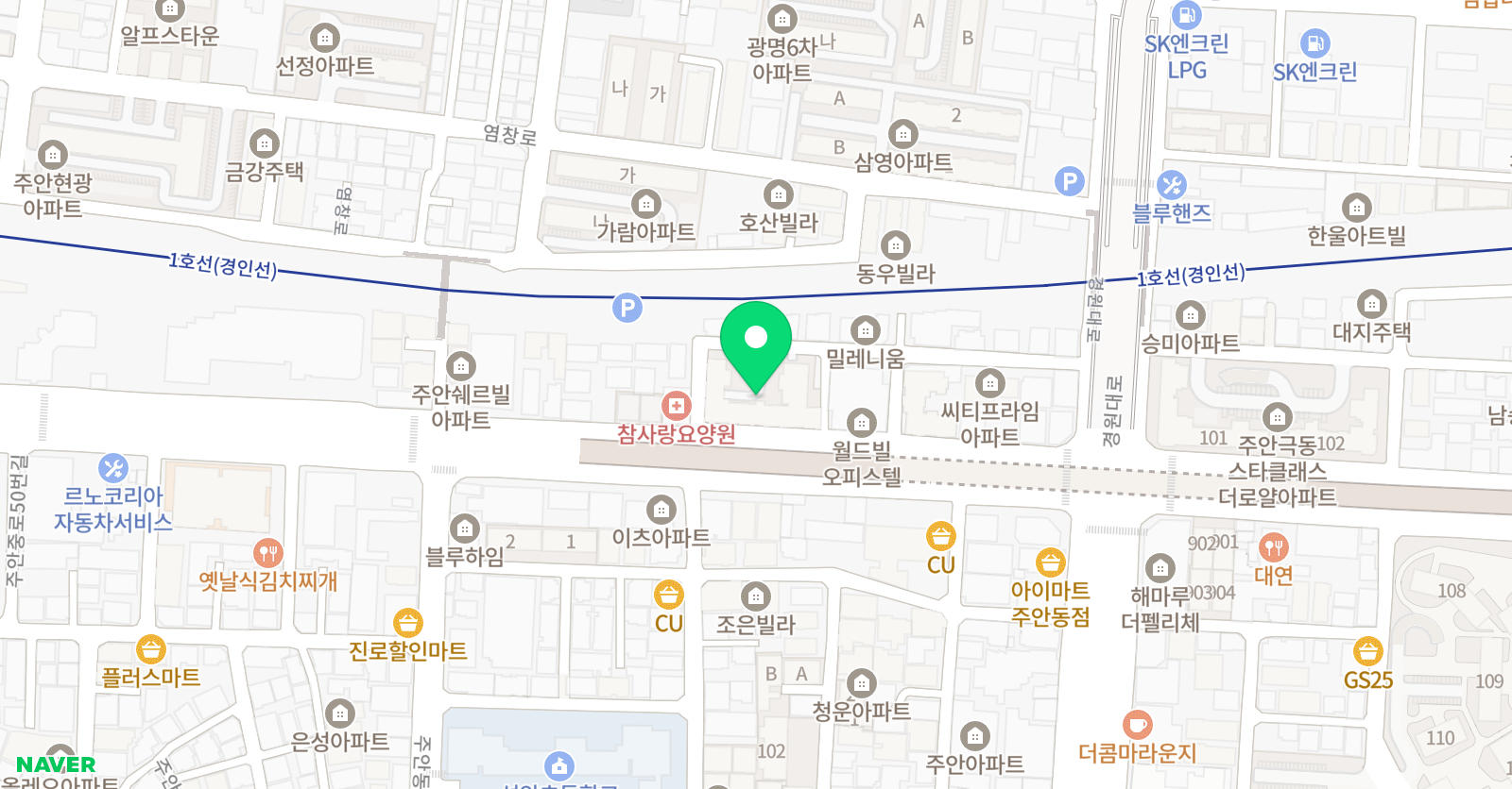 샤오팡 중국어 홈스쿨 주안동점 위치