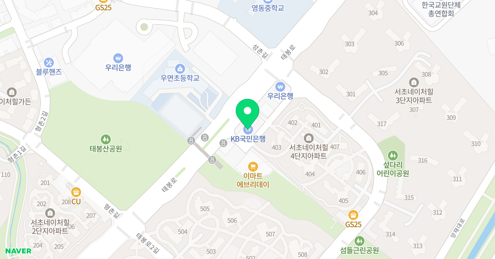 더와이즈리딩 서초우면 위치