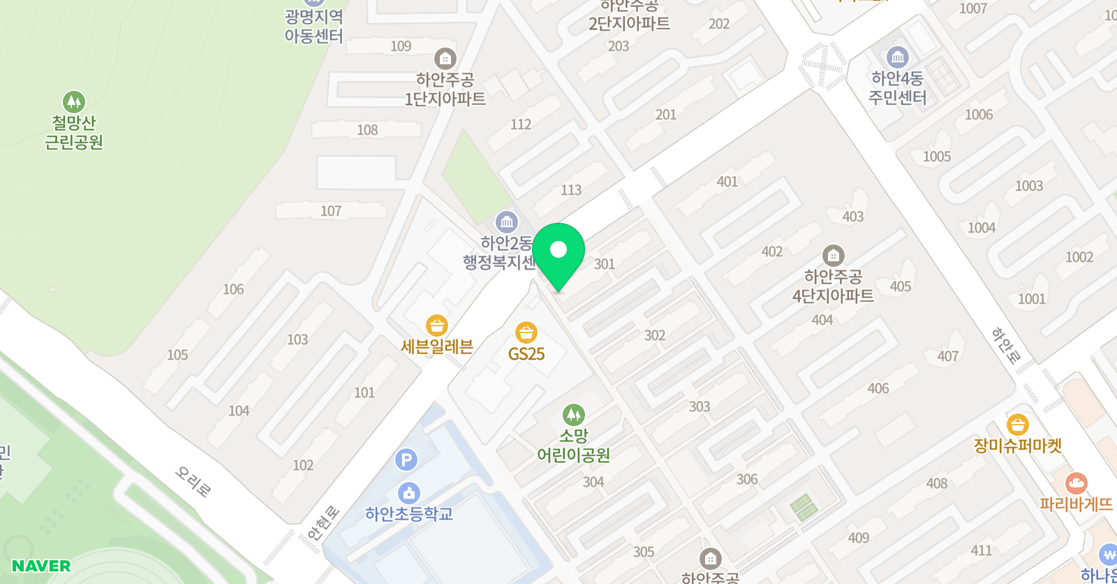 스마트해법 수학 광명하안3단지점 위치