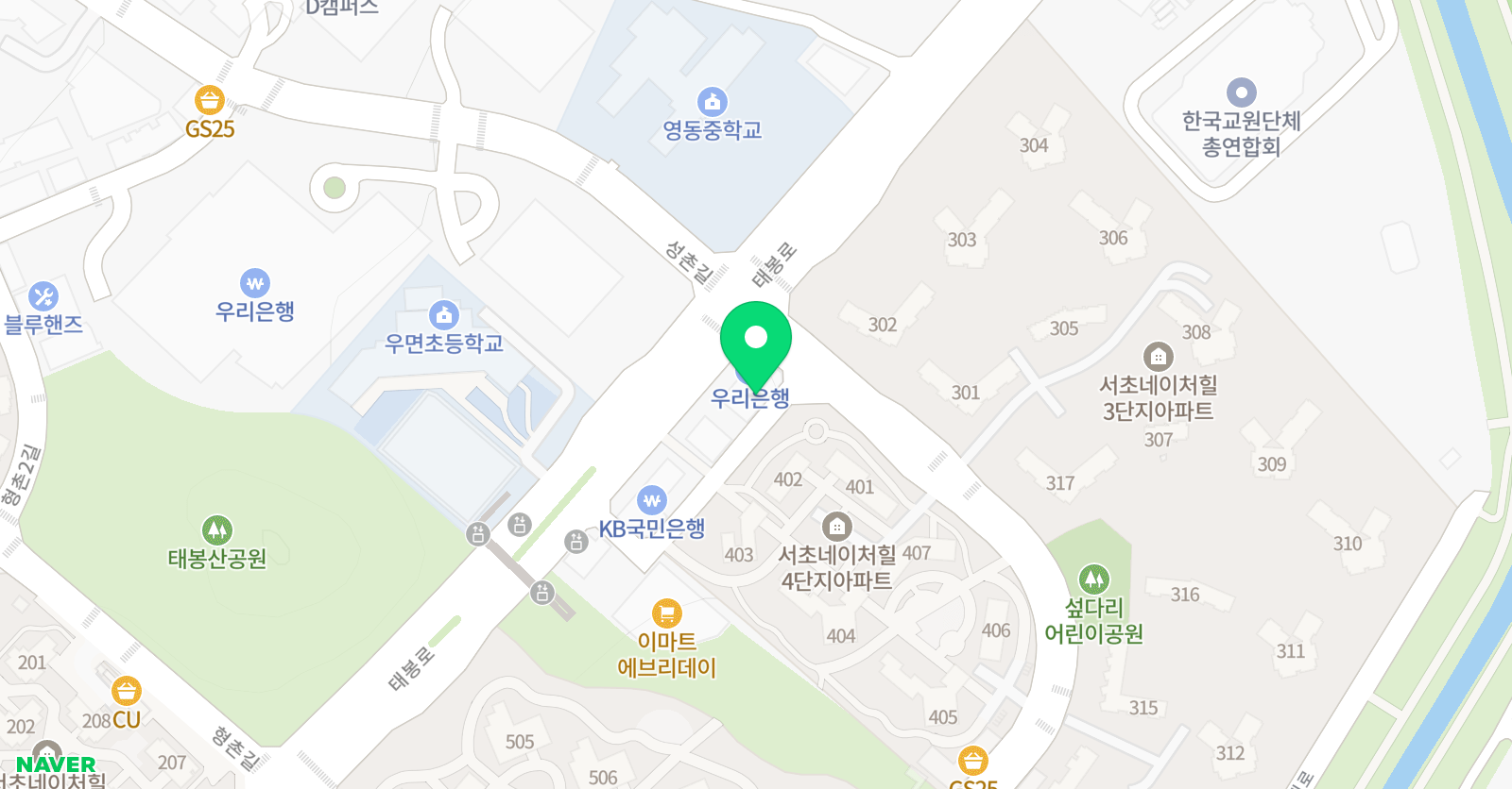 생각하는 미술 우면점 위치