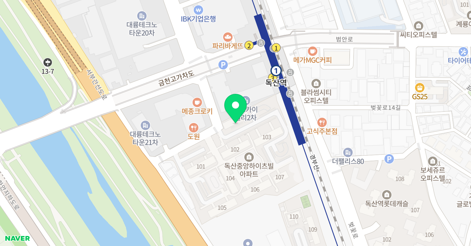 뮤엠 영어 독산중앙하이츠빌점 위치