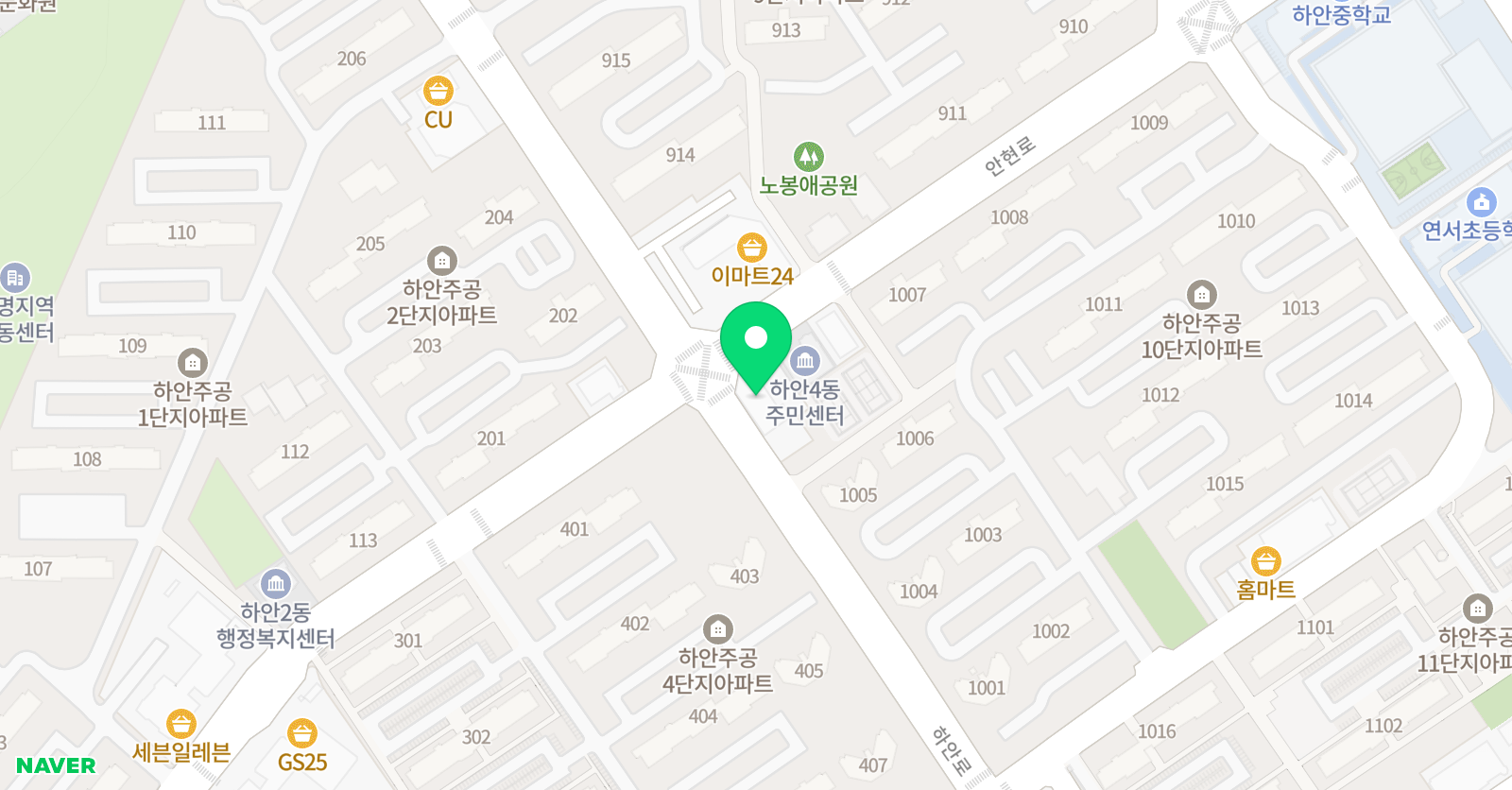 스마트해법 수학 하안10단지중앙상가 위치