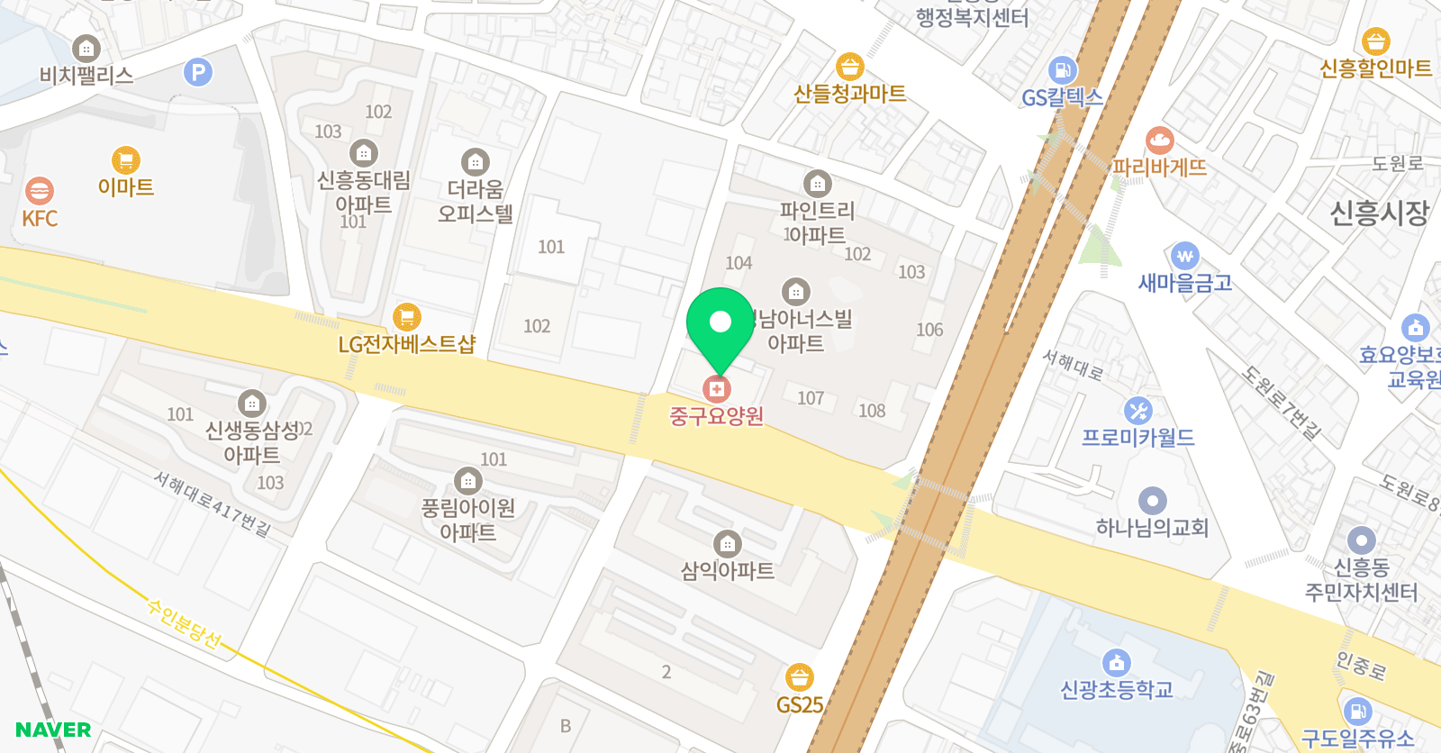 지앤비한스 영수전문학원 신포캠퍼스 위치