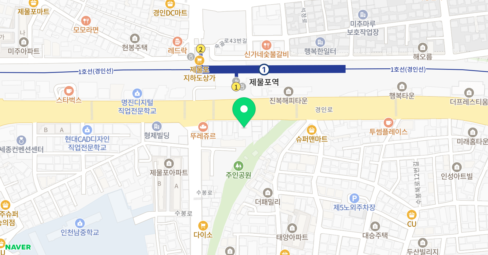 인천정일 학원 위치