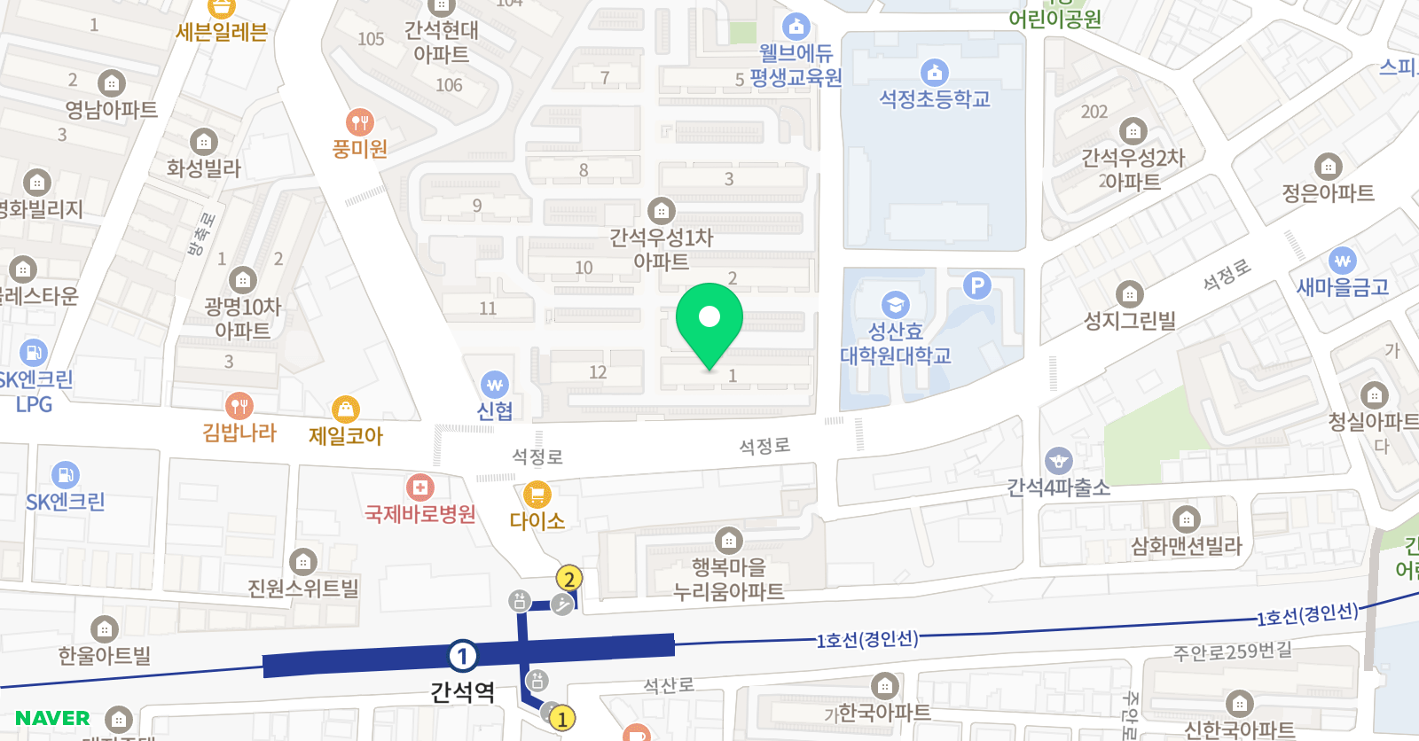 간석목동 영어 위치