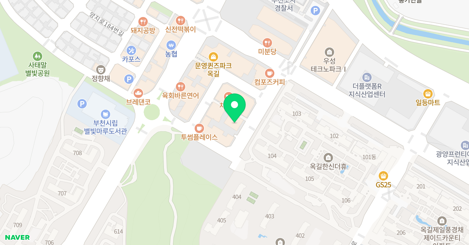 딱풀리는수학 옥길미르수학 위치