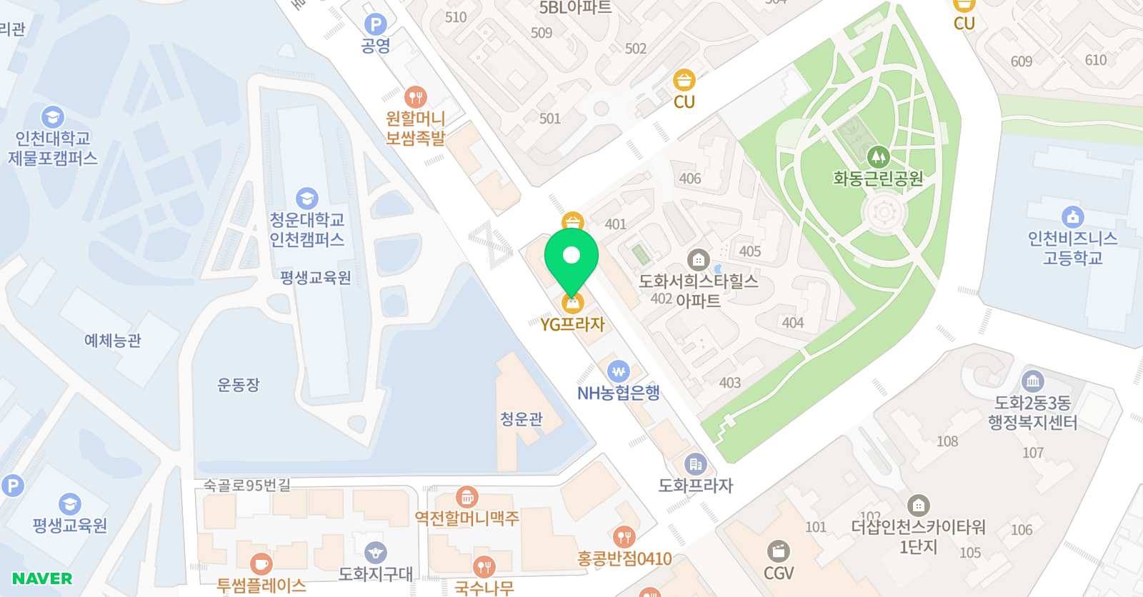우주피스 댄스학원 위치