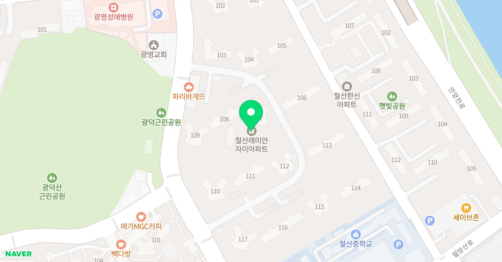 아소비책통클럽딱풀리는수학철산학원 위치