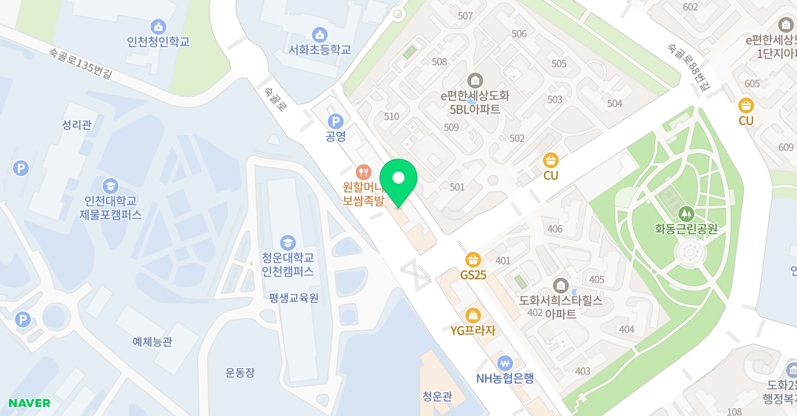 뮤엠 영어학원 도화올리비아점 위치