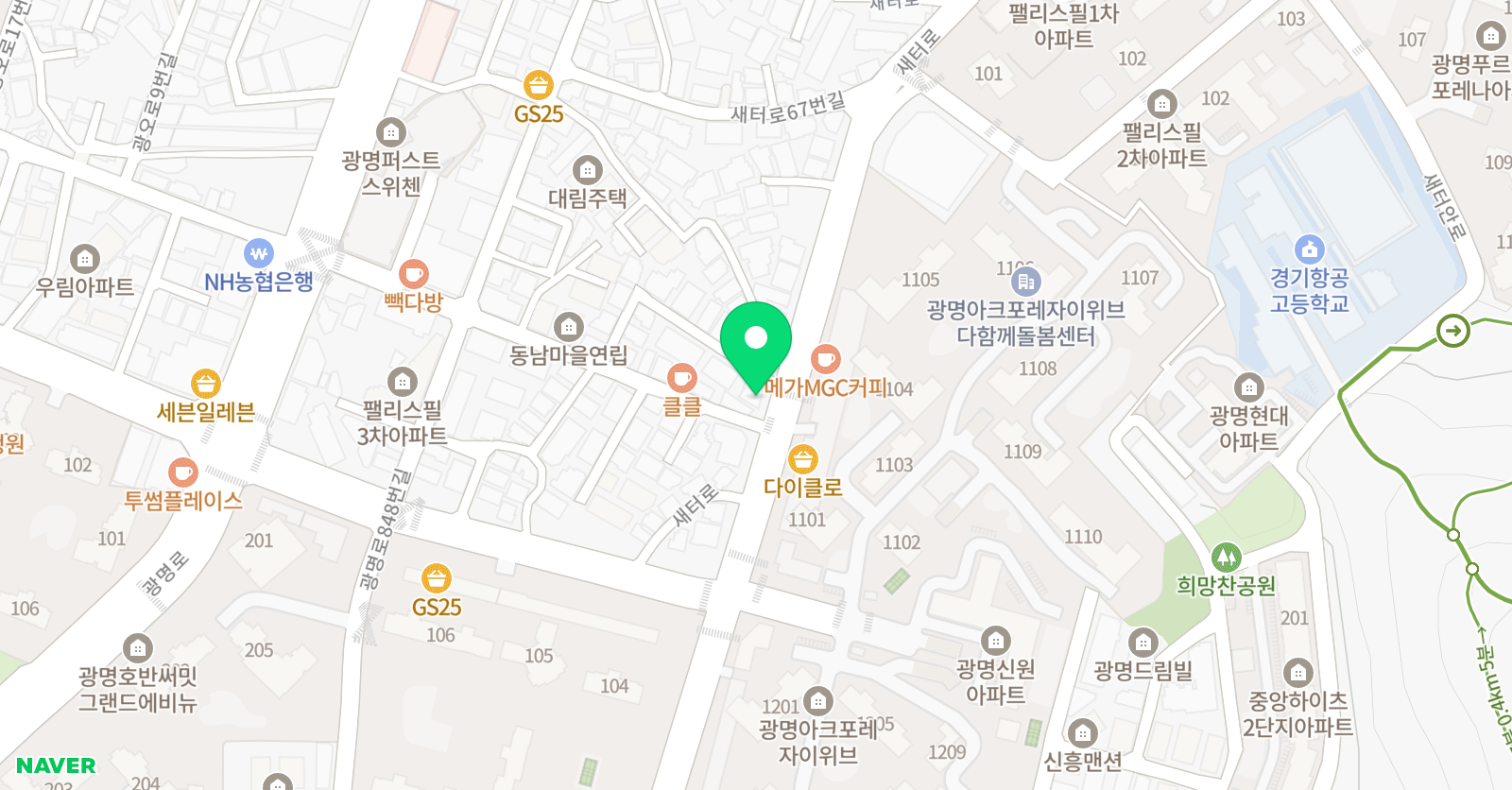 뮤엠 영어 광명포레스트점 위치