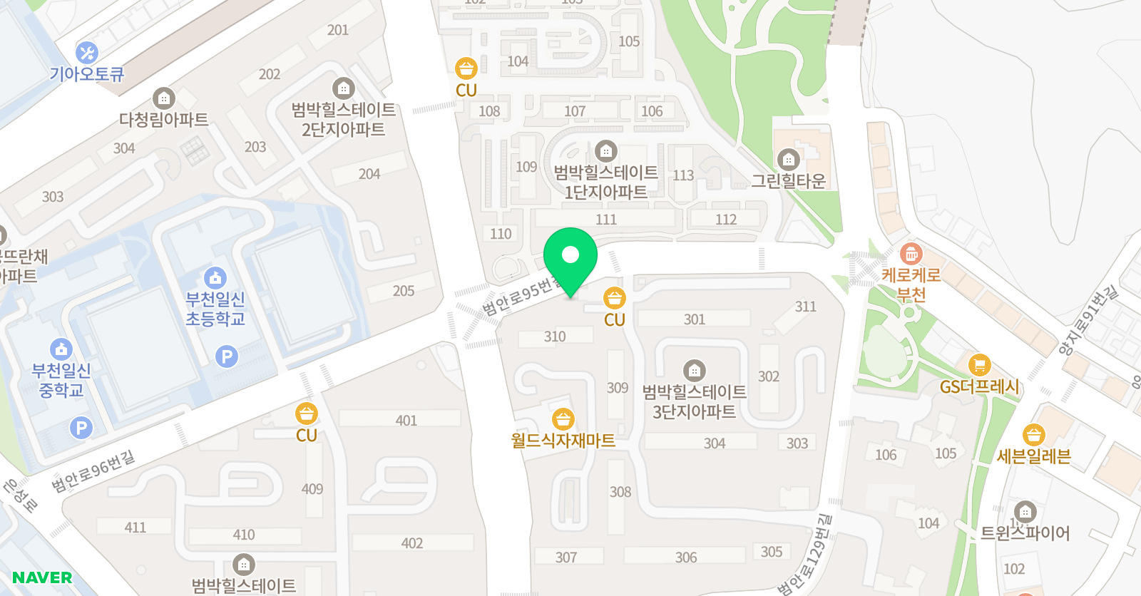 스마트해법 수학 부천범박힐스테이트3단지점 위치