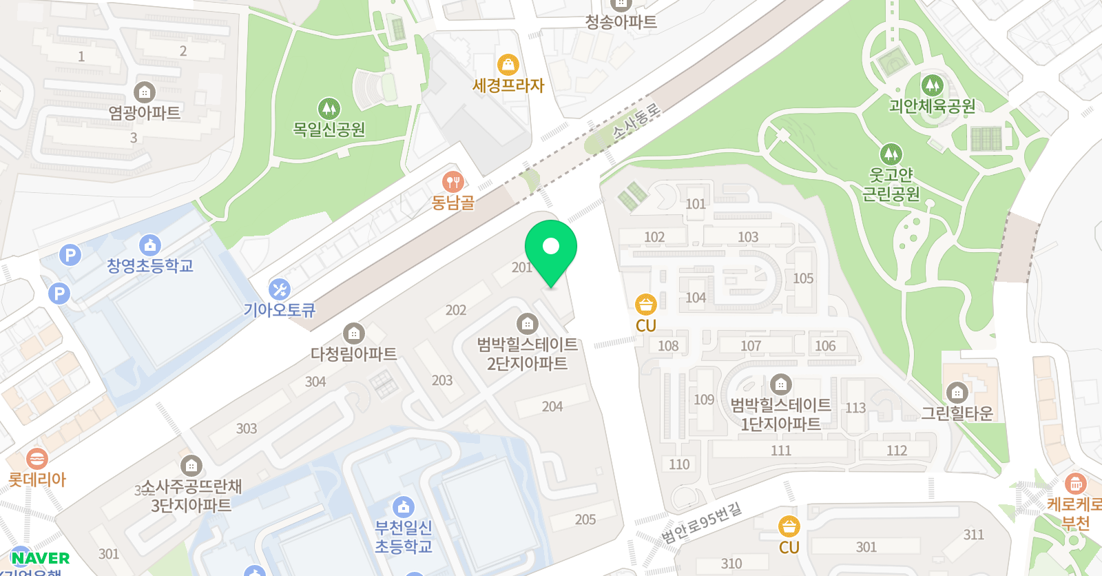 빨간펜 수학의달인 학원 소사점 위치