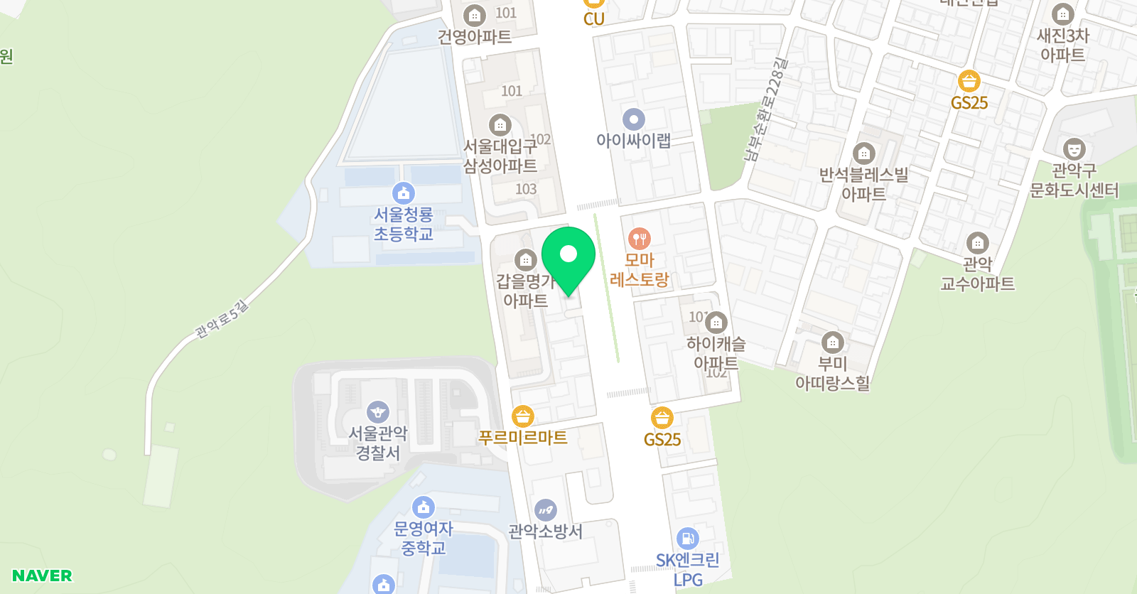 아트앤하트 서울봉천청룡점 위치