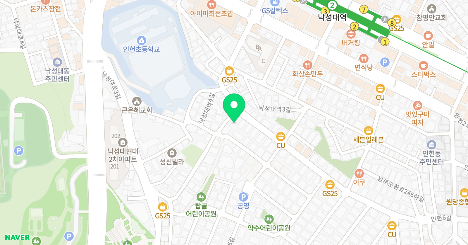 뮤엠 영어 인헌초점 위치