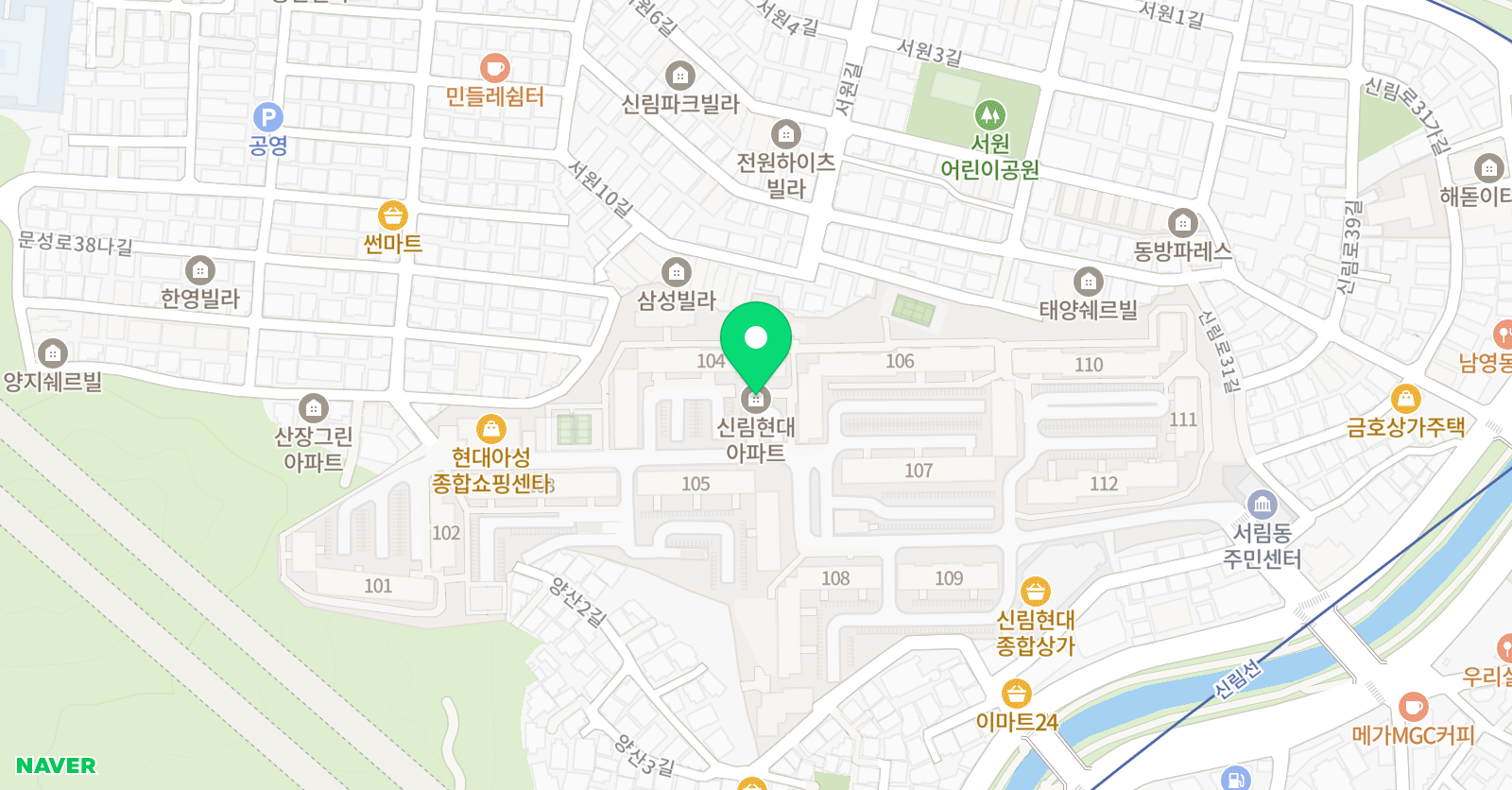 SNFC 축구클럽 실내풋살장 현대점 위치