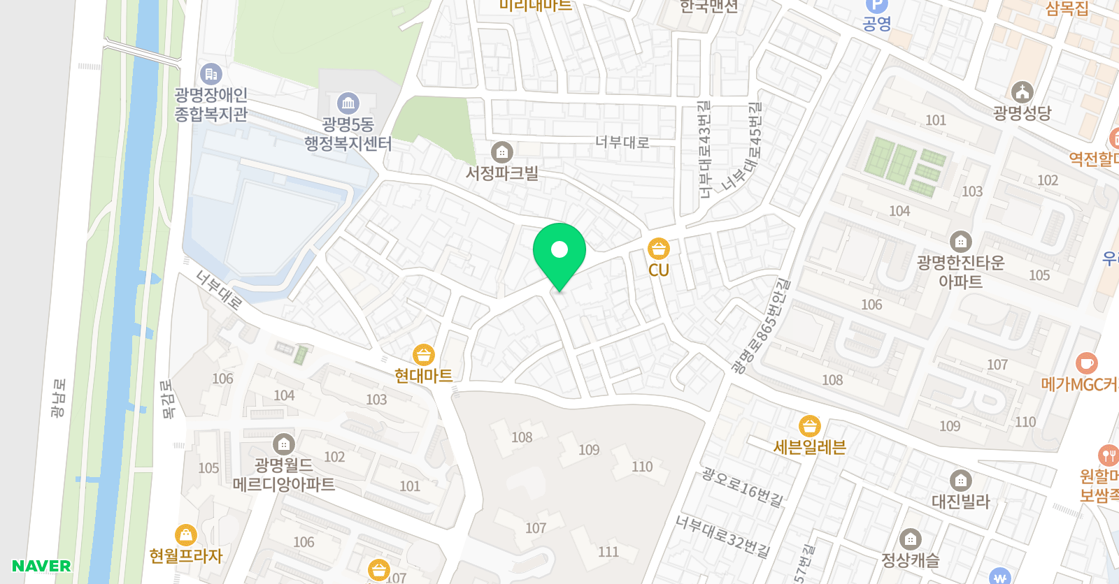 잉글리시아이 학원 광명5동 위치