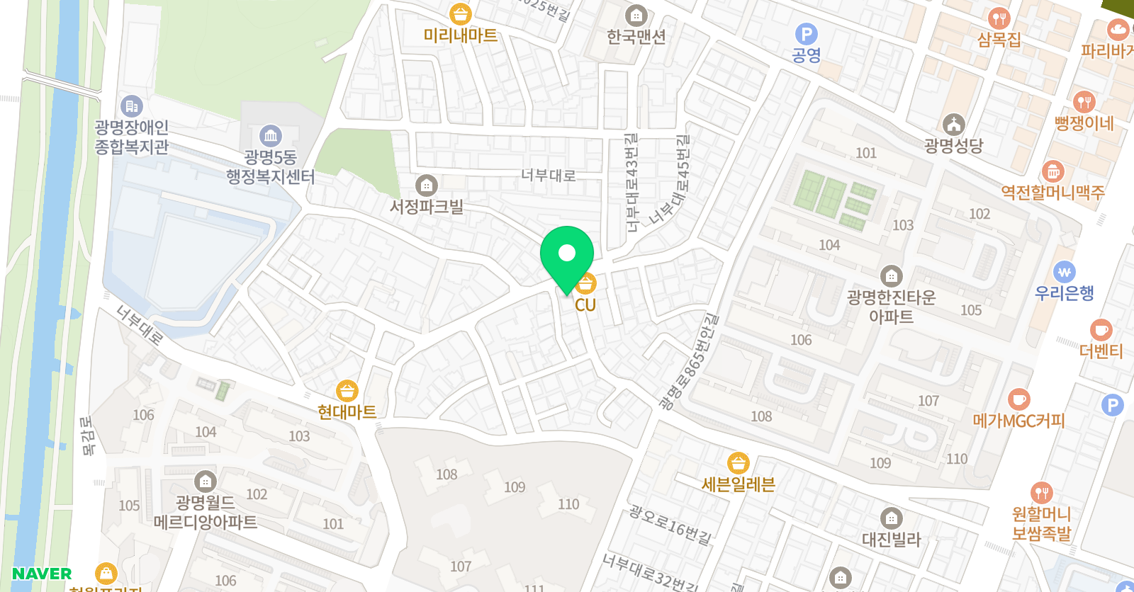학교앞 학원 위치