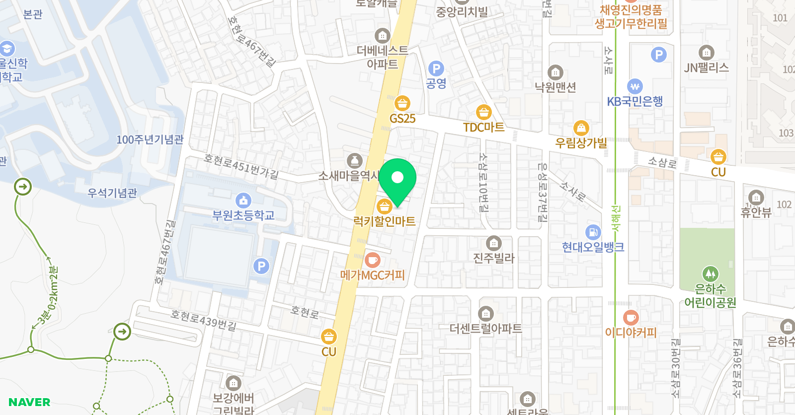지앤비신우 학원 위치