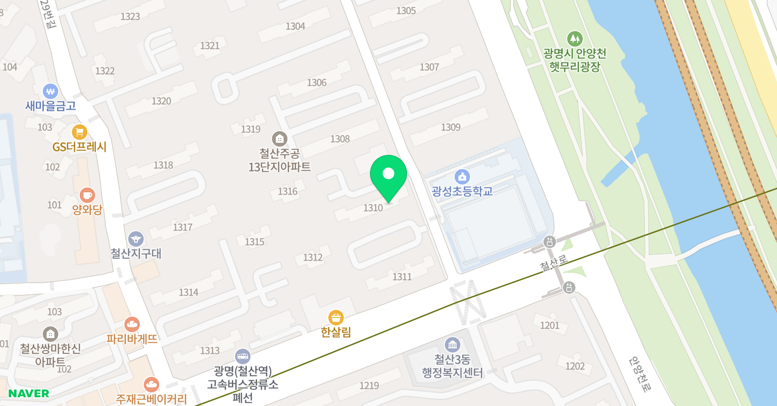 아소비 광명철산주공13단지점 위치