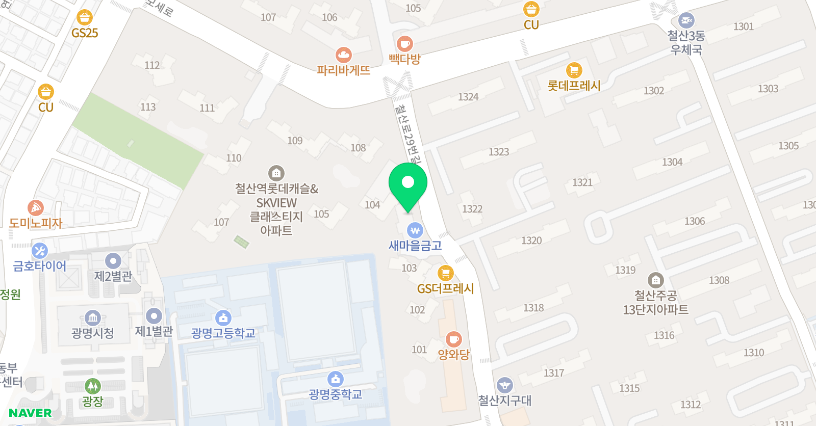키즈스피치 마루지 광명센터 위치
