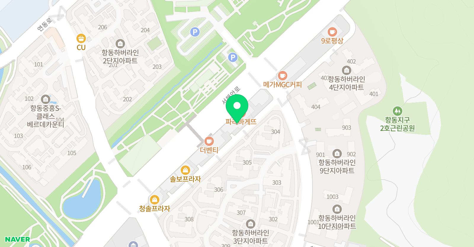 아소비큐미르 항동플러스학원 위치