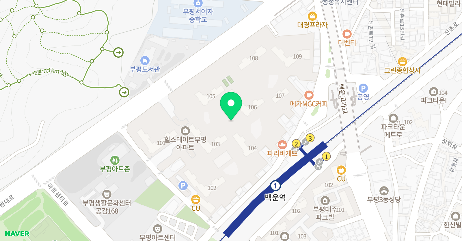 뮤엠 영어 부평힐스테이트점 위치