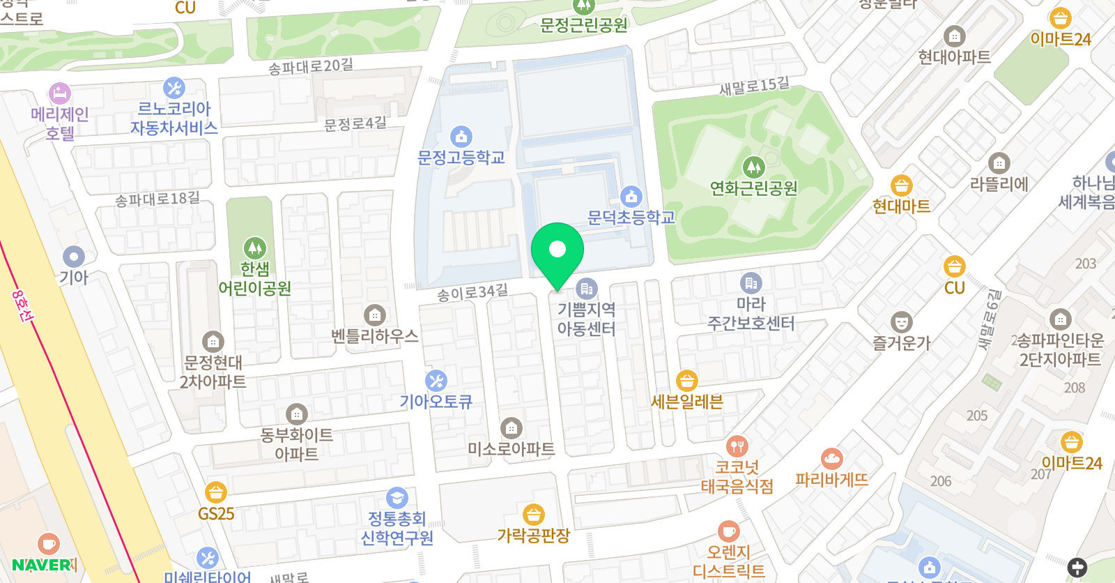 뮤엠 영어 문덕초점 위치