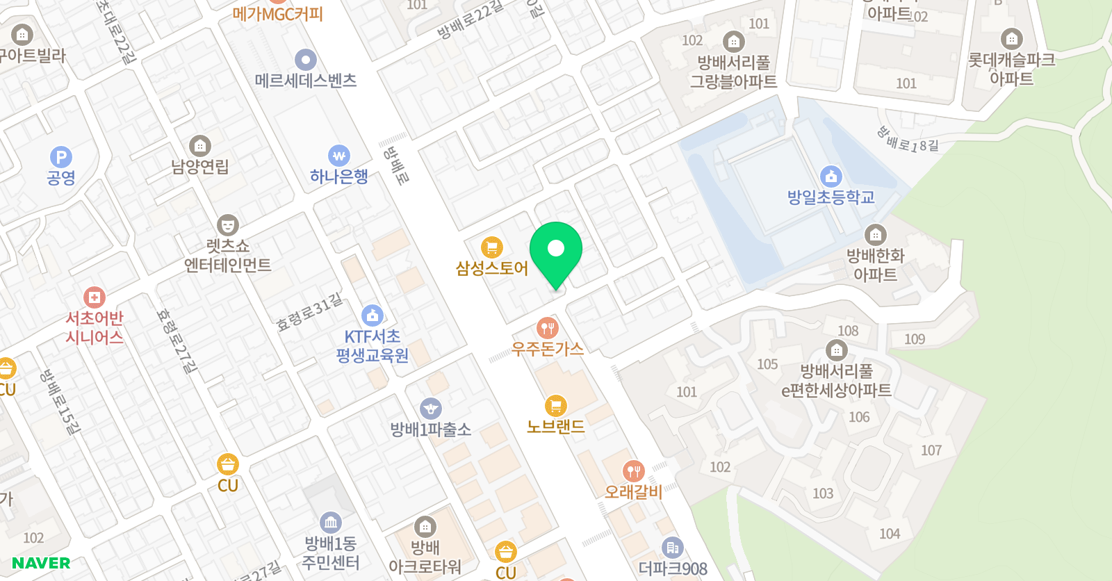 아르떼 뮤직학원 내방점 위치