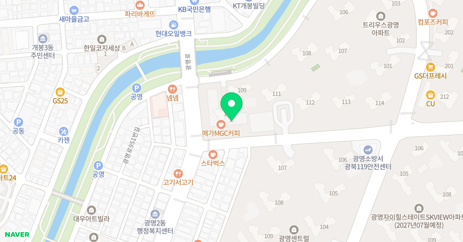 국가대표길가온 태권도 홍관 위치
