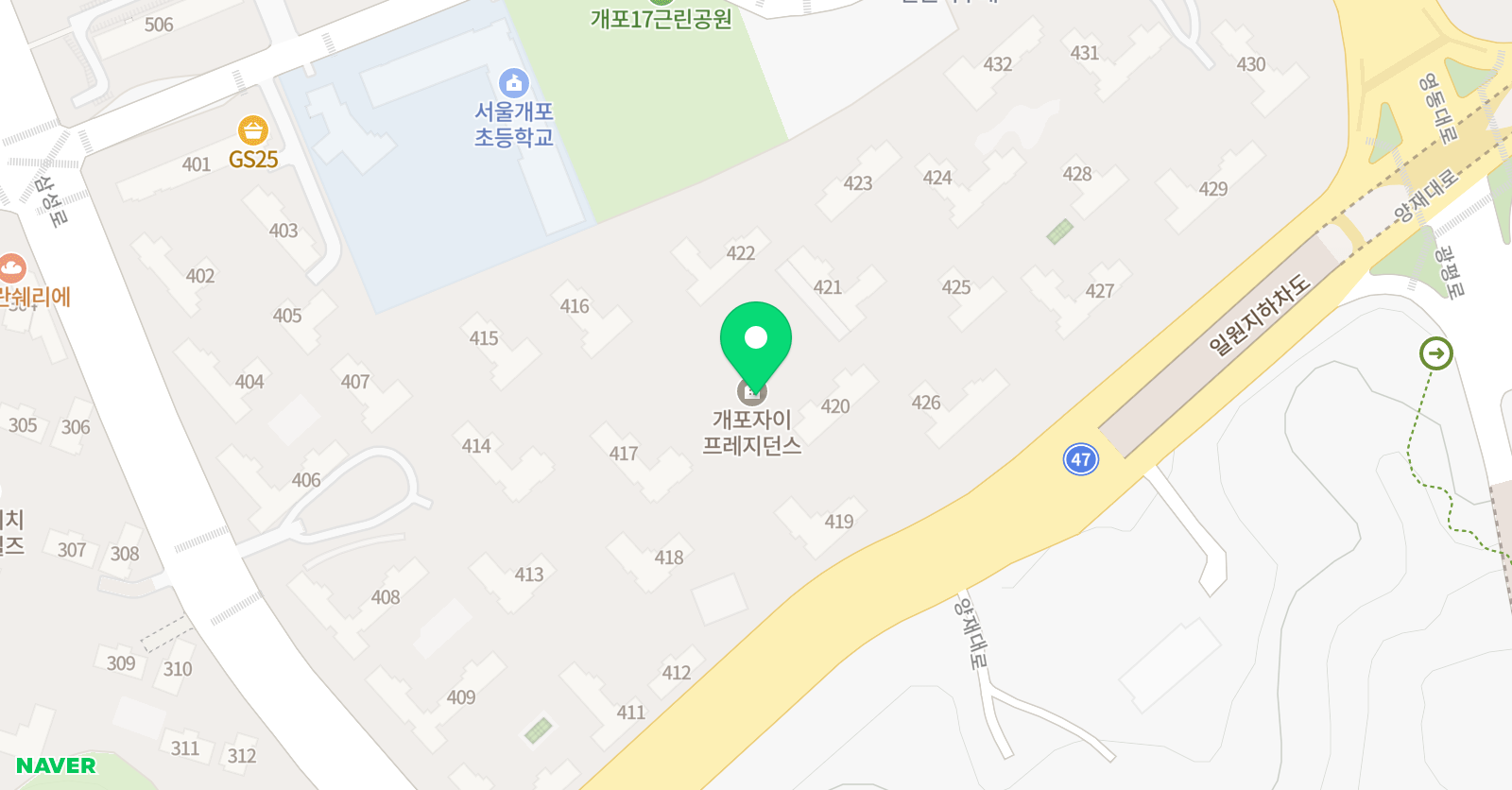 스마트 해법영어&수학 T클래스 개포프레지던스점 위치