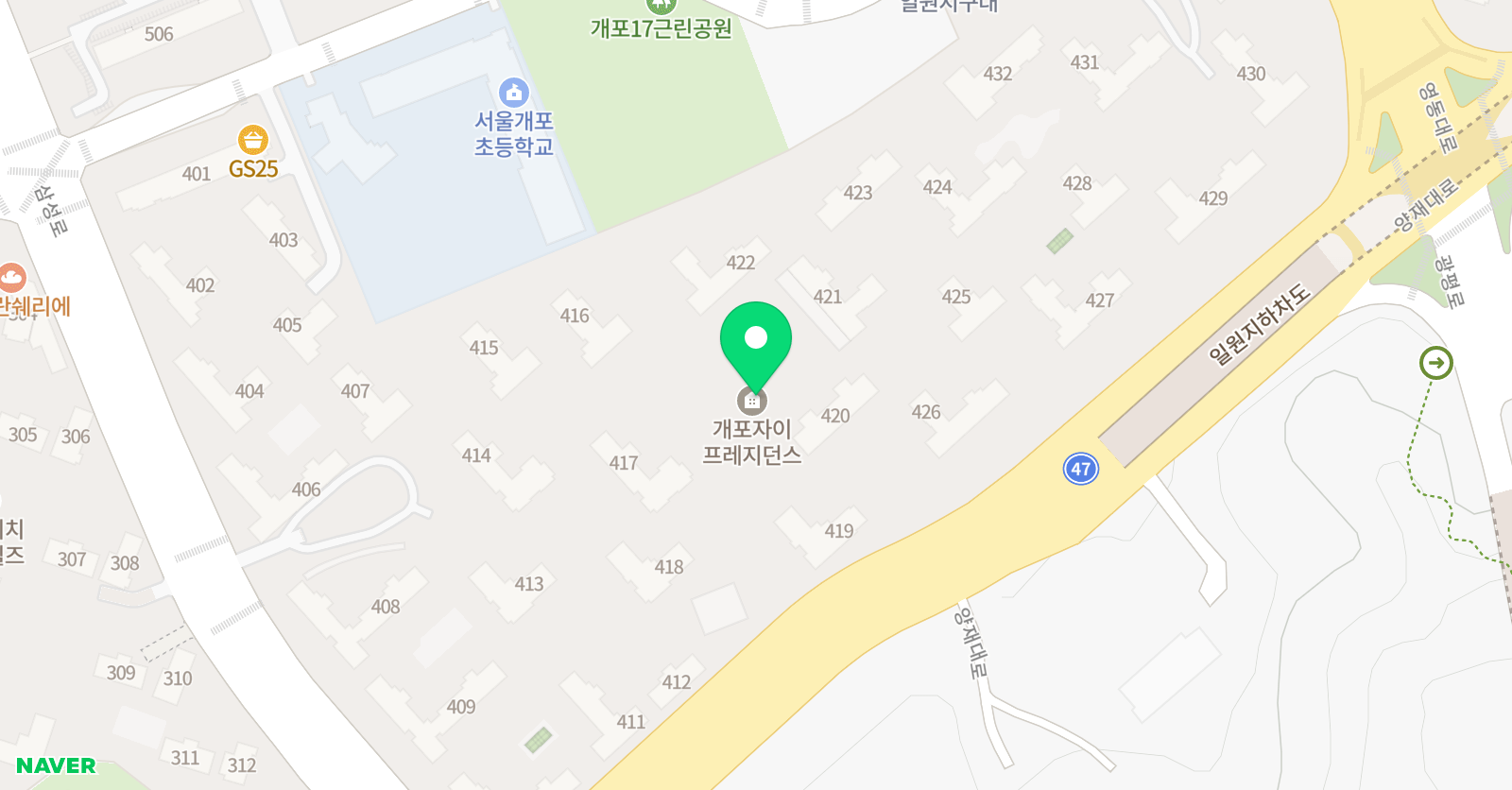 영재들의 미술상자 미술학원 개포자이프레지던스 교육원 위치