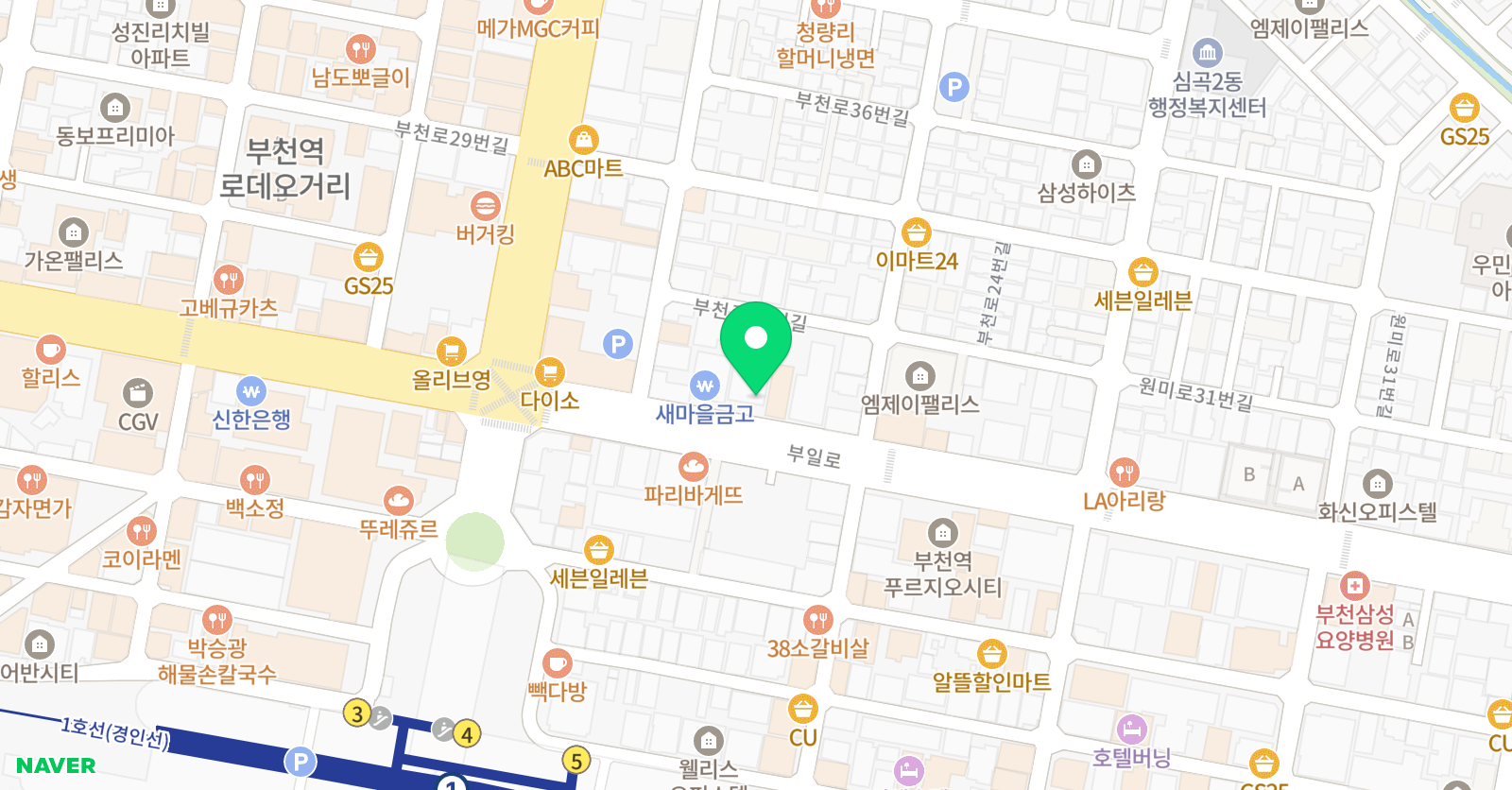 영원한미소&황금박쥐 미술만화학원 위치