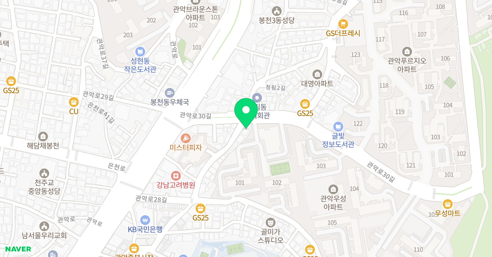 스마트해법 수학 봉천우성점 위치