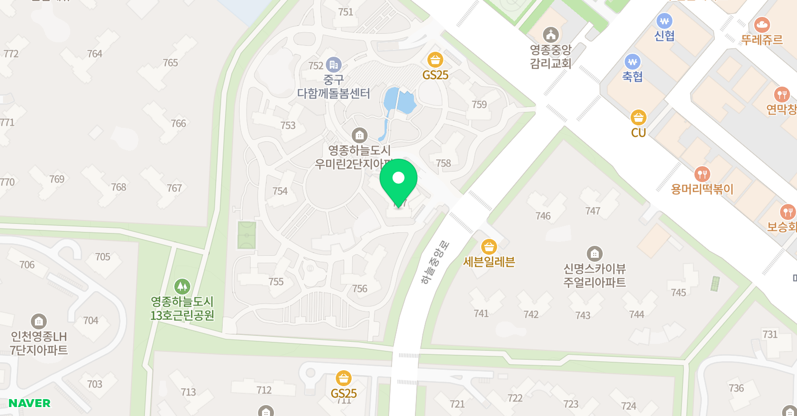 기탄 사고력교실 영종우미린2단지점 위치