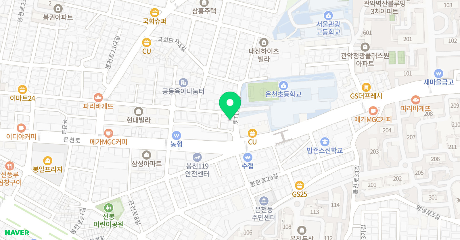 뮤엠 영어 은천초점 위치