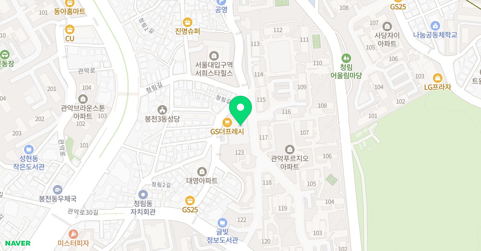 3030영어 관악푸르지오 영어교습소 위치