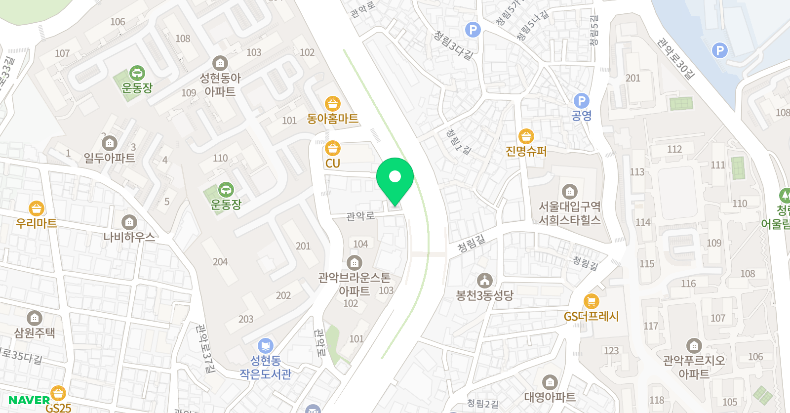 YBM램클래스 관악봉천2센터 위치