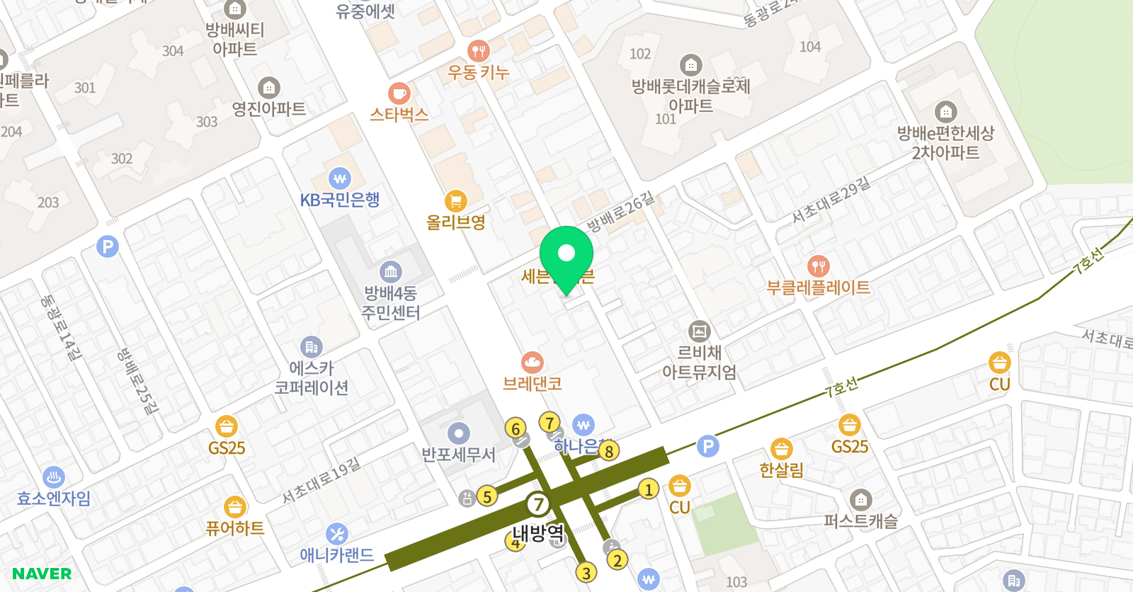 까사데이밤비니 서초학원 위치