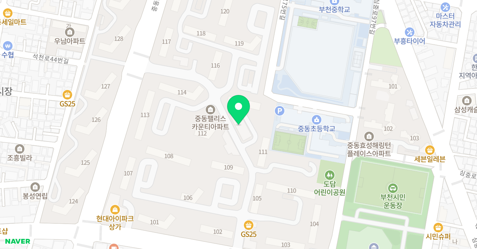 튼튼영어마스터클럽 부천상동점 위치