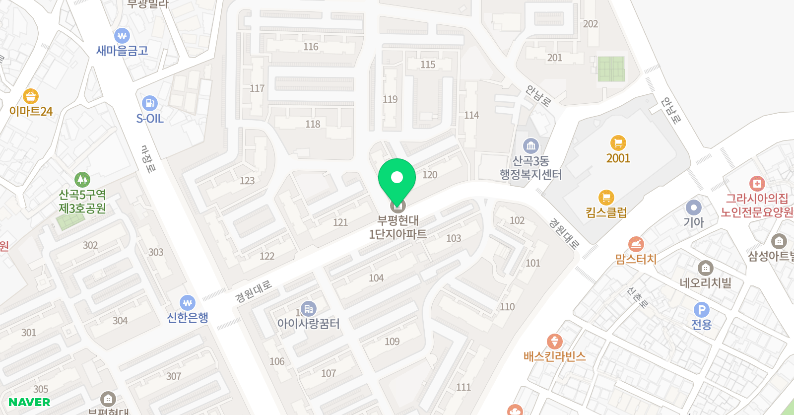 뮤엠 영어 부평현대1차 NEST 위치