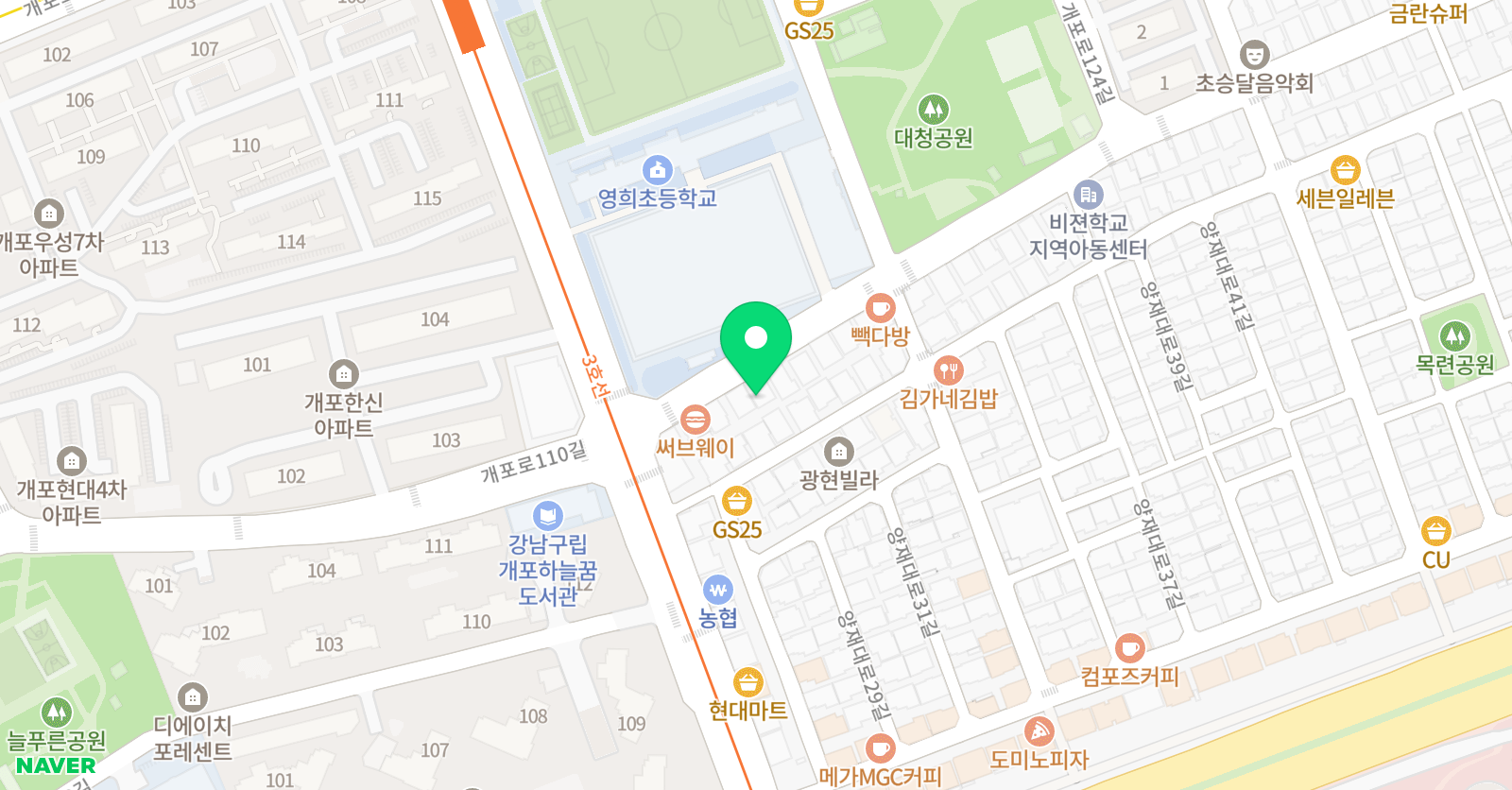 사유의숲 일원 위치