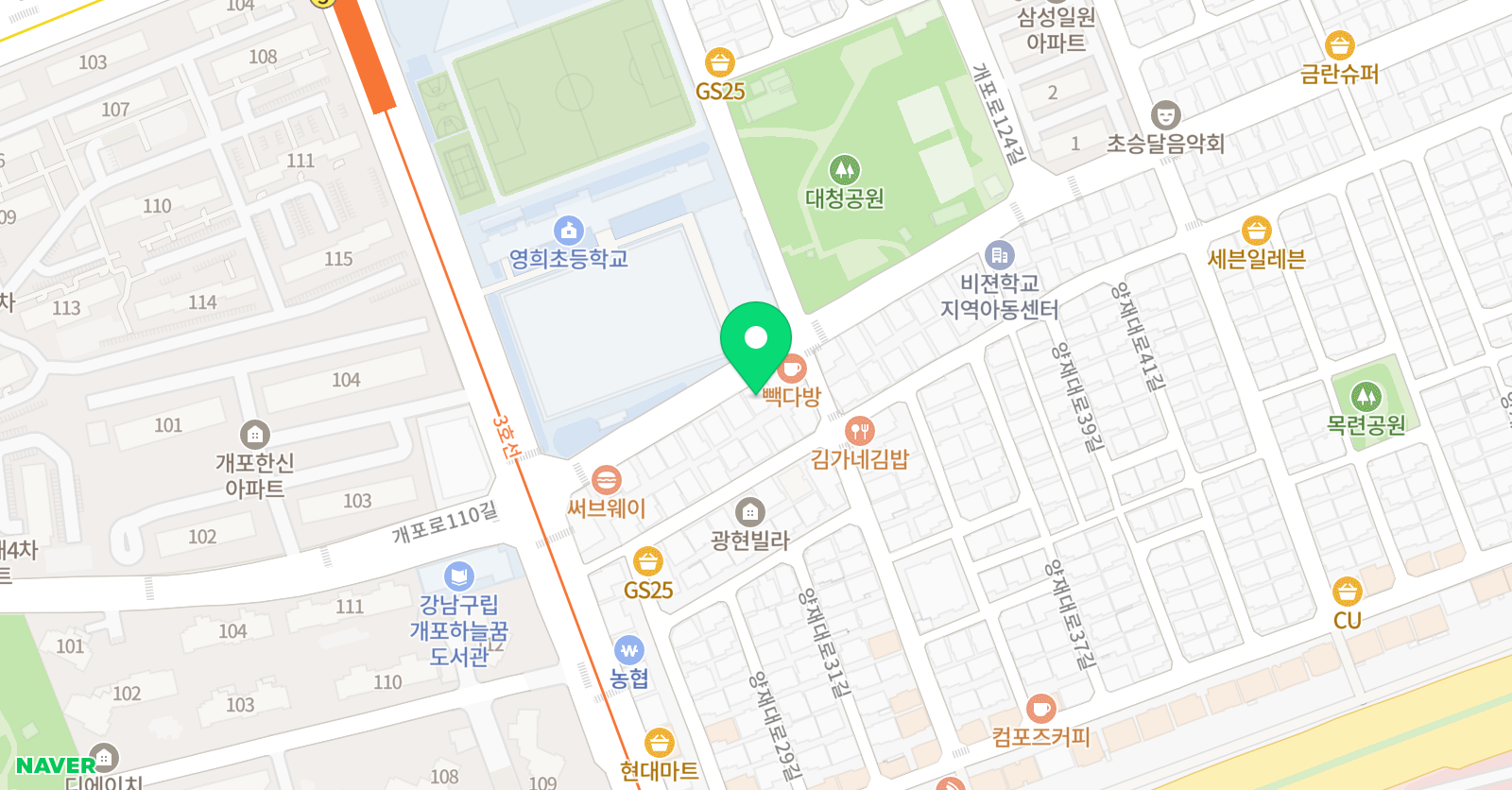 한우리일원 독서토론논술학원 위치