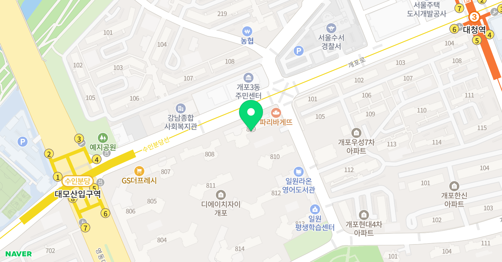기탄사고력교실 디에이치자이개포점 위치