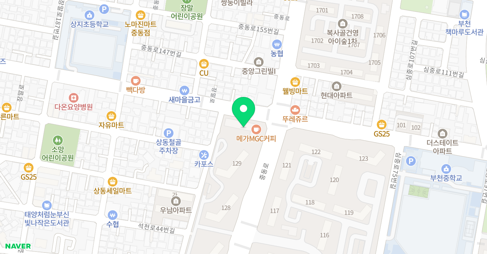 목동썬 수학 위치