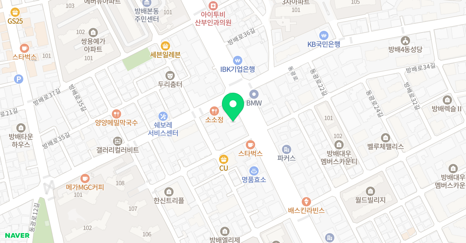 발레뜨망 방배점 위치