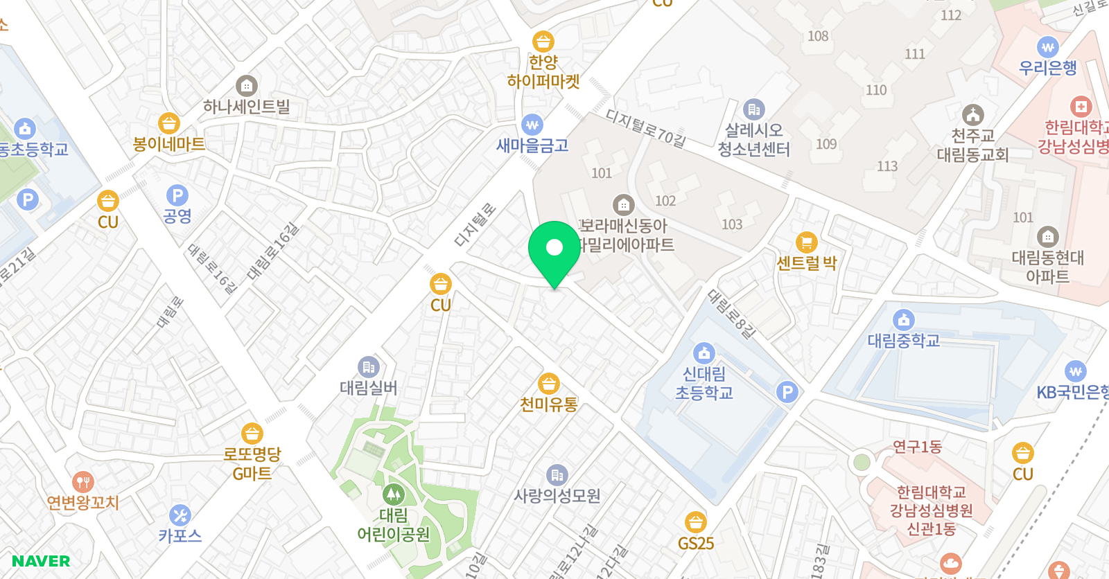 GNB 영어전문학원 신대림캠퍼스 위치