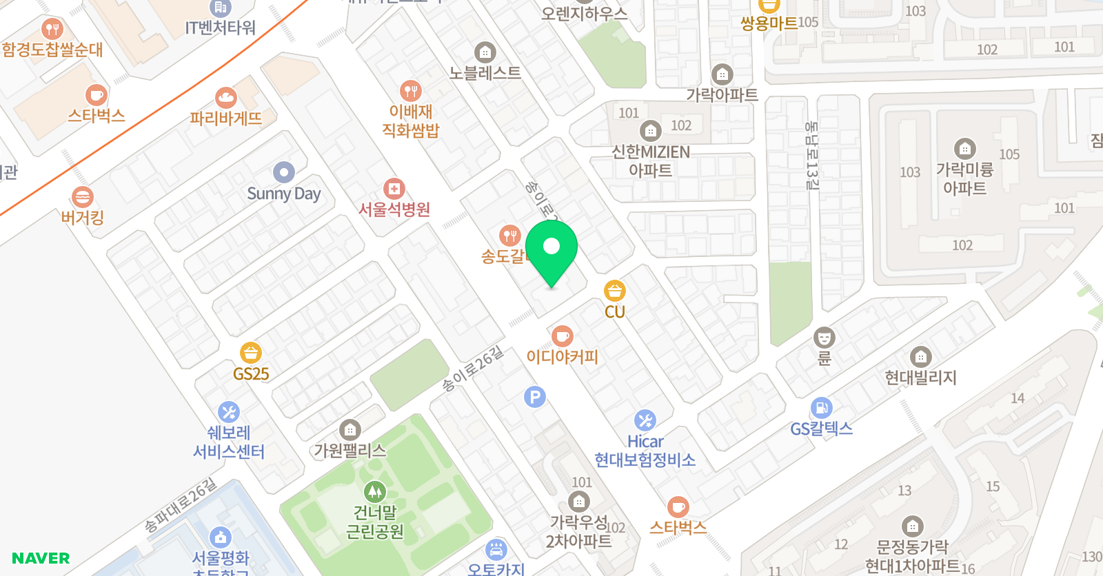 청담 어학원 송파문정브랜치 위치