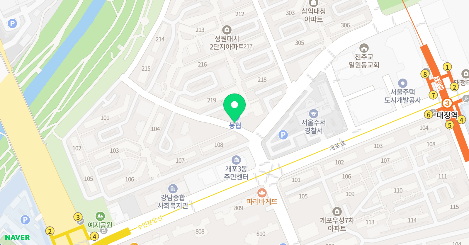 개포 동영태권도 & Dy jump 위치